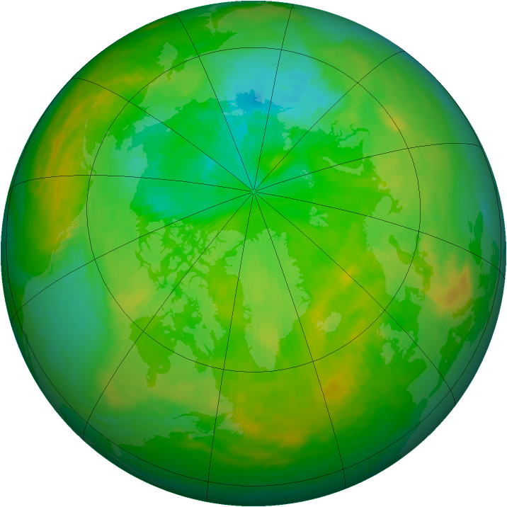 Arctic ozone map for 22 July 1980